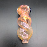 Gold Fumed Twist Hand Pipe - By SlynxxGlass - Avernic Smoke Shop