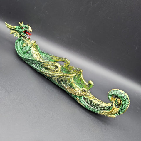 Green Dragon Incense Burner - Polyresin | 12" - Avernic Smoke Shop