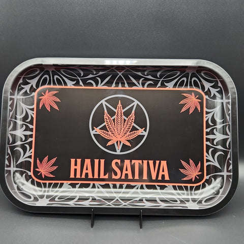 Hail Sativa Metal Rolling Tray | 11.25" x 7.5" - Avernic Smoke Shop