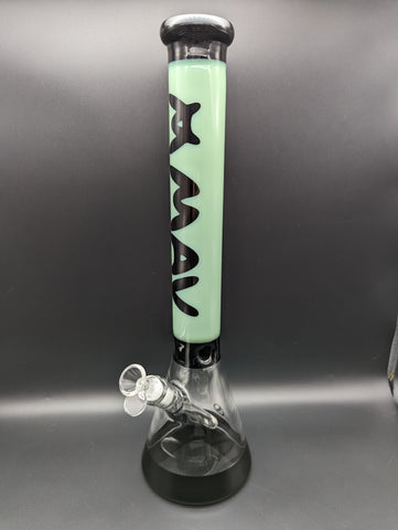 MAV Glass 18" Beaker - Sea Foam & Black - Avernic Smoke Shop