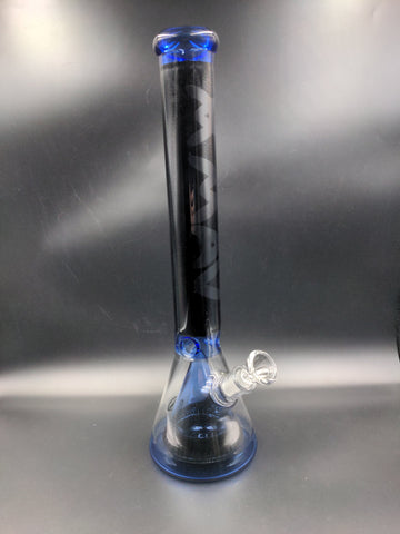 MAV Glass Pyramid Beaker 17"- Black and Blue - Avernic Smoke Shop