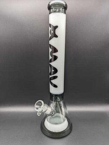 MAV Glass Pyramid Beaker 17"- White &Transparent Black - Avernic Smoke Shop