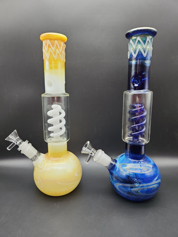 Milky Fade Water Pipe w/ Coil Perc | 11.75" |14mm