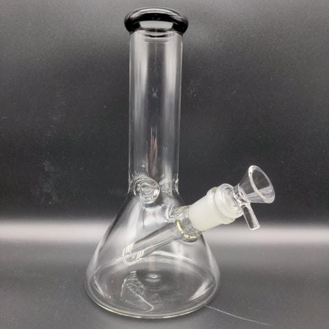 Mini Beaker Water Pipe w/ Color Rim | 8" | 14mm - Avernic Smoke Shop