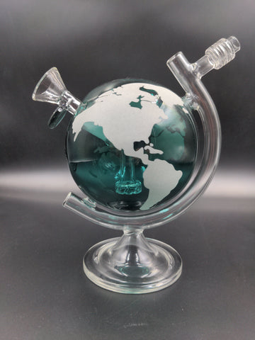 On Point Glass - 8" World Globe Water Pipe Glow in the Dark - Avernic Smoke Shop