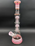 Phoenix 14" Striped Beaker w/ Double Tree Perc - Avernic Smoke Shop