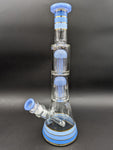 Phoenix 14" Striped Beaker w/ Double Tree Perc - Avernic Smoke Shop