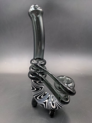 Psychedelic Black & White Waves Stand-up Sherlock Pipe | 7"