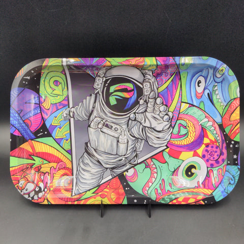 Pulsar Metal Rolling Tray-11"x7" | Psychedelic Spaceman - Avernic Smoke Shop