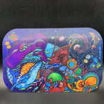 Pulsar Metal Rolling Tray w/ Lid | 11"x7" | Psychedelic Ocean - just the lid