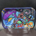 Pulsar Metal Rolling Tray w/ Lid | 11"x7" | Psychedelic Ocean - just the tray