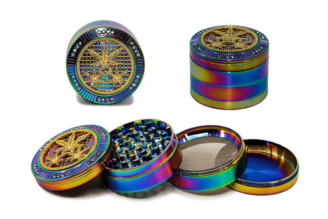 Rainbow Bling Grinder - (2.5")(63mm) - Avernic Smoke Shop