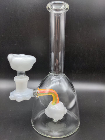 Rainbow Cloud Water Pipe - 7.25" | 14mm - Avernic Smoke Shop