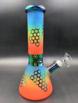 Rainbow Honeycomb Glass Water Pipe | 10" | 14mm - Avernic Smoke Shop