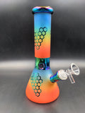 Rainbow Honeycomb Glass Water Pipe | 10" | 14mm - Avernic Smoke Shop