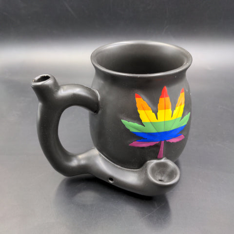 Rainbow Leaf Ceramic Mug Pipe - Avernic Smoke Shop