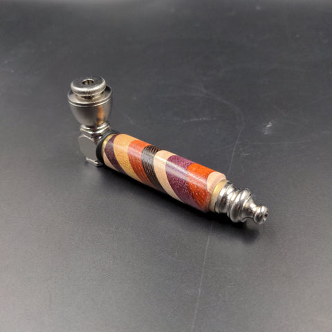 Rainbow Wood & Stainless Steel Hand Pipe - Avernic Smoke Shop