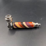 Rainbow Wood & Stainless Steel Hand Pipe - Avernic Smoke Shop