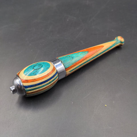 Rainbow Wood Zeppelin One Hitter w/ Chrome Accent - Avernic Smoke Shop