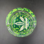Round Leaf Design Glass Ashtray