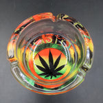 Round Thick Glass Ashtray w/ Rasta Designs - Avernic Smoke Shop