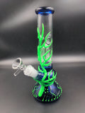 Small GoG Glow in the Dark Neon Beaker Water Pipe with Tree Perc - Avernic Smoke Shop