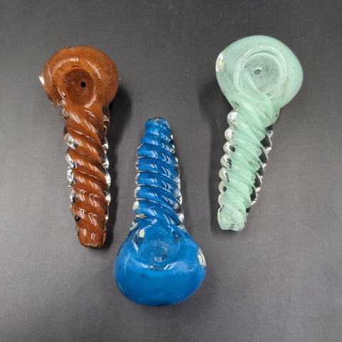 Small Heavy Twisted Frit Glass Pipe | 3" - Avernic Smoke Shop