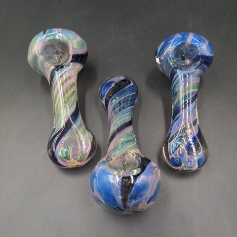 Spiral Fumed Dichro Glass Hand Pipe - 3.75" - Avernic Smoke Shop