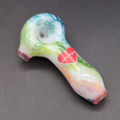 Sqwash Glass 3" Rainbow Flower Peanut Pipe - Avernic Smoke Shop