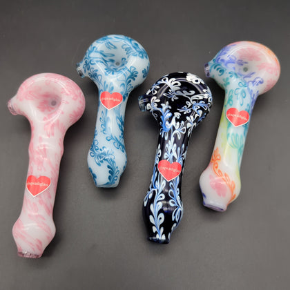 Sqwash Glass 5" Flower Pattern Hand Pipes - Avernic Smoke Shop