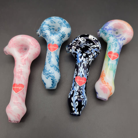 Sqwash Glass 5" Flower Pattern Hand Pipes