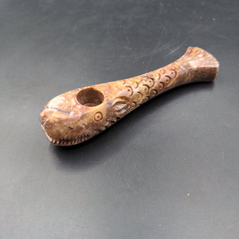 Stone Carved Whale Hand Pipe - 4"