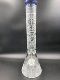 Tiki Tropic Etched Beaker Water Pipe | 15" | 14mm - Avernic Smoke Shop