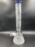 Tiki Tropic Etched Beaker Water Pipe | 15" | 14mm - Avernic Smoke Shop