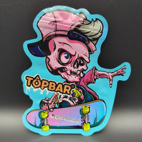 Top Bar 3.5g Skateboard Skeleton Mylar Bags Die Cut - Avernic Smoke Shop