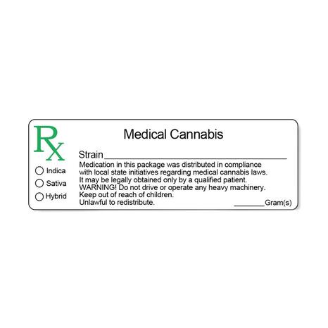 Universal Medical Canna Strain & Gram Label 1" x 3" Inch 100 Count