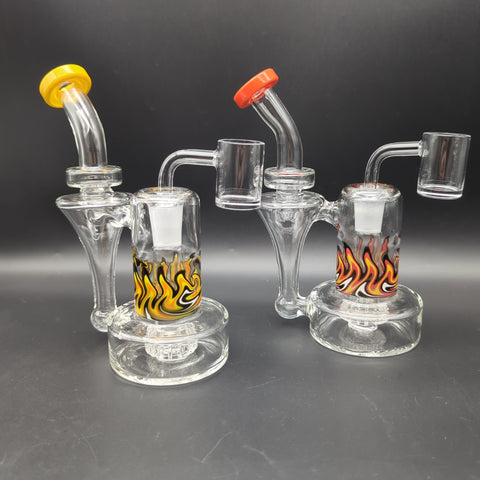 Up In Flames Wig Wag RBR Recycler Dab Rig | 6.75" | 14mm - Avernic Smoke Shop