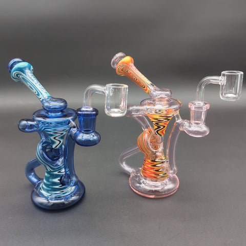 Worked Full Color Recycler Rig - Avernic Smoke Shop