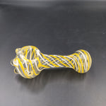 Yellow and White Swirl Glass Hand Pipe 4" - Avernic Smoke Shop