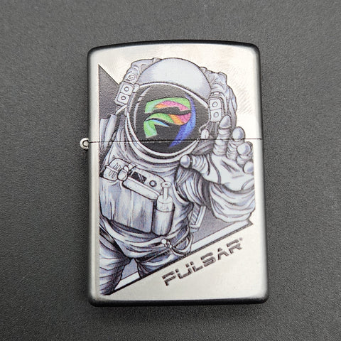 Zippo Lighter - Pulsar Psychedelic Spaceman - Brushed Chrome - Avernic Smoke Shop